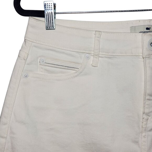 NWT Vineyard Vines Denim Skirt Women's 10 White Solid Raw-Hem Jeans Casual - Picture 2 of 7